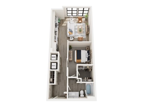Floor plan for 1 bed, 1 bath, 720 sqft